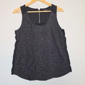 Rock & Shine Metallic Shimmer Sleeveless Zipper Back Top Black Silver Medium